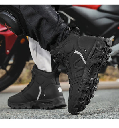 Bottes de moto imperméables pour hommes, chaussures de cyclisme pour Motocross, course de moto tout-terrain, Anti-chute, équipement respirant doux
