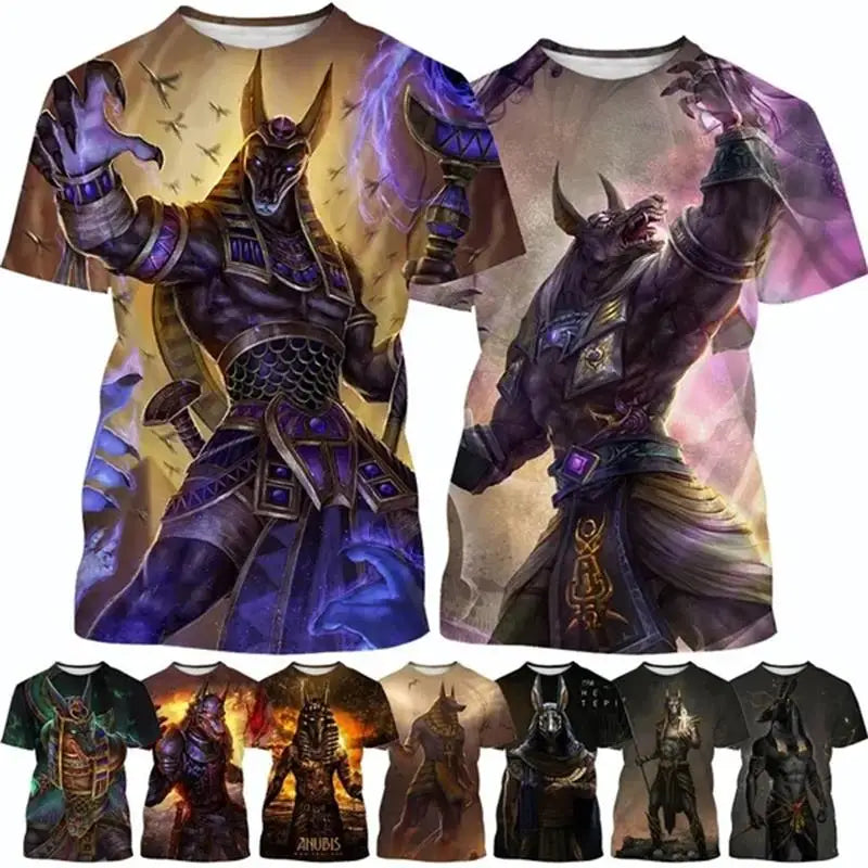 T-Shirts mit dem Sensenmann Anubis – 3D-gedrucktes T-Shirt mit altägyptischem Gott – Auge Ägyptens – Pharao – Harajuku-Mode – Kurzarm-T-Shirt