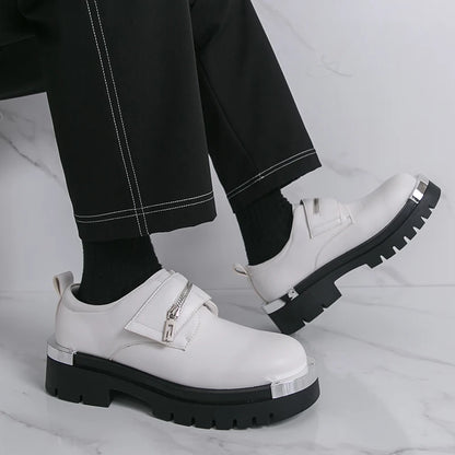 Men's Thick-Soled Leather Shoes Designer's Personalized Style Leisure Party Office Outdoor Fashion Street Black White Shoes