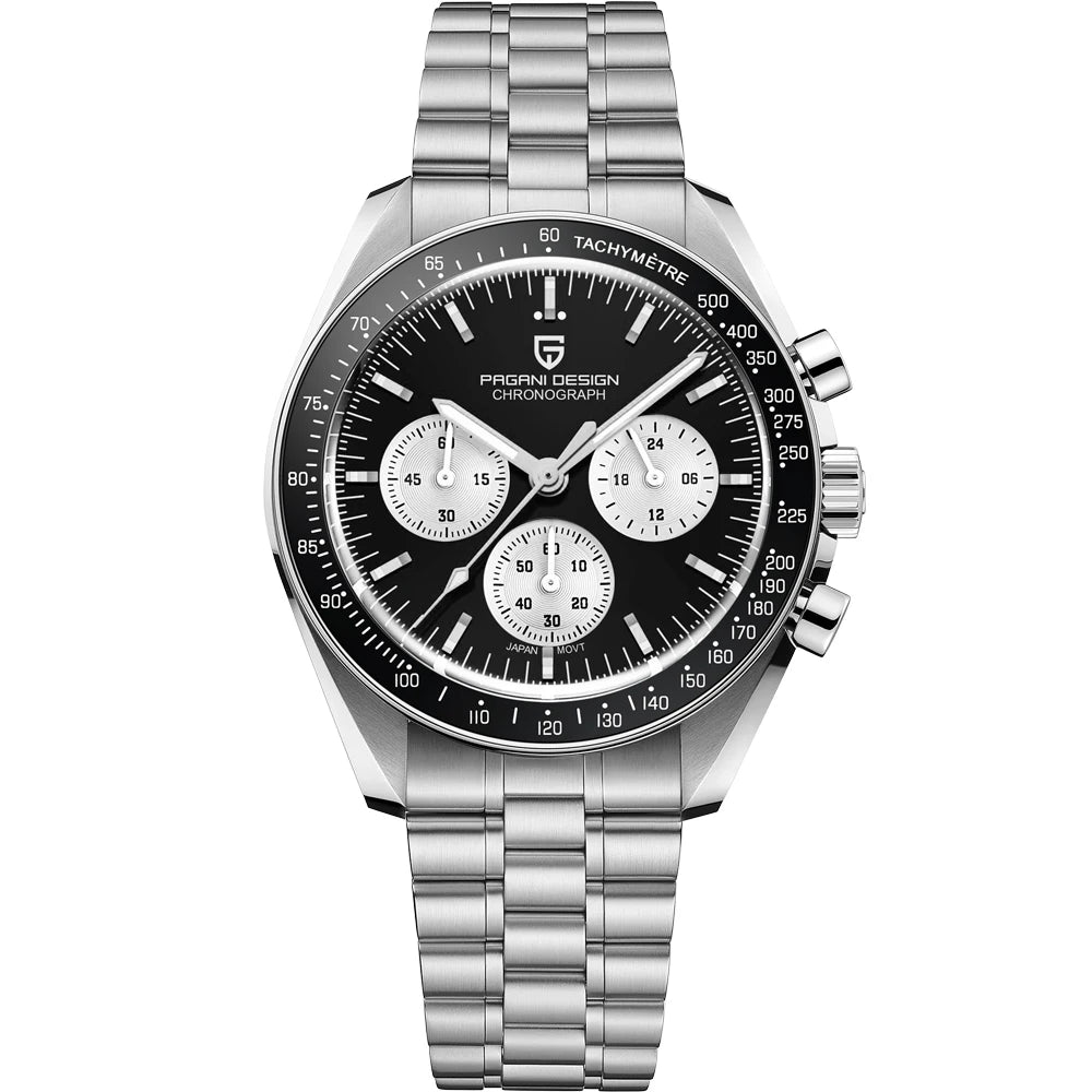 PAGANI DESIGN Moon watch – Luxury quartz chronograph for men, sporty style, sapphire crystal with anti-reflective coating, luminescent display