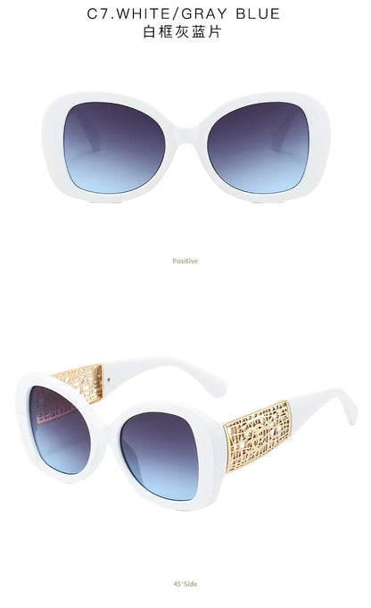 Hot Designer Fashion Women's Sunglasses Premium Retro Sunglasses Large Frame Metal Toad Glasses