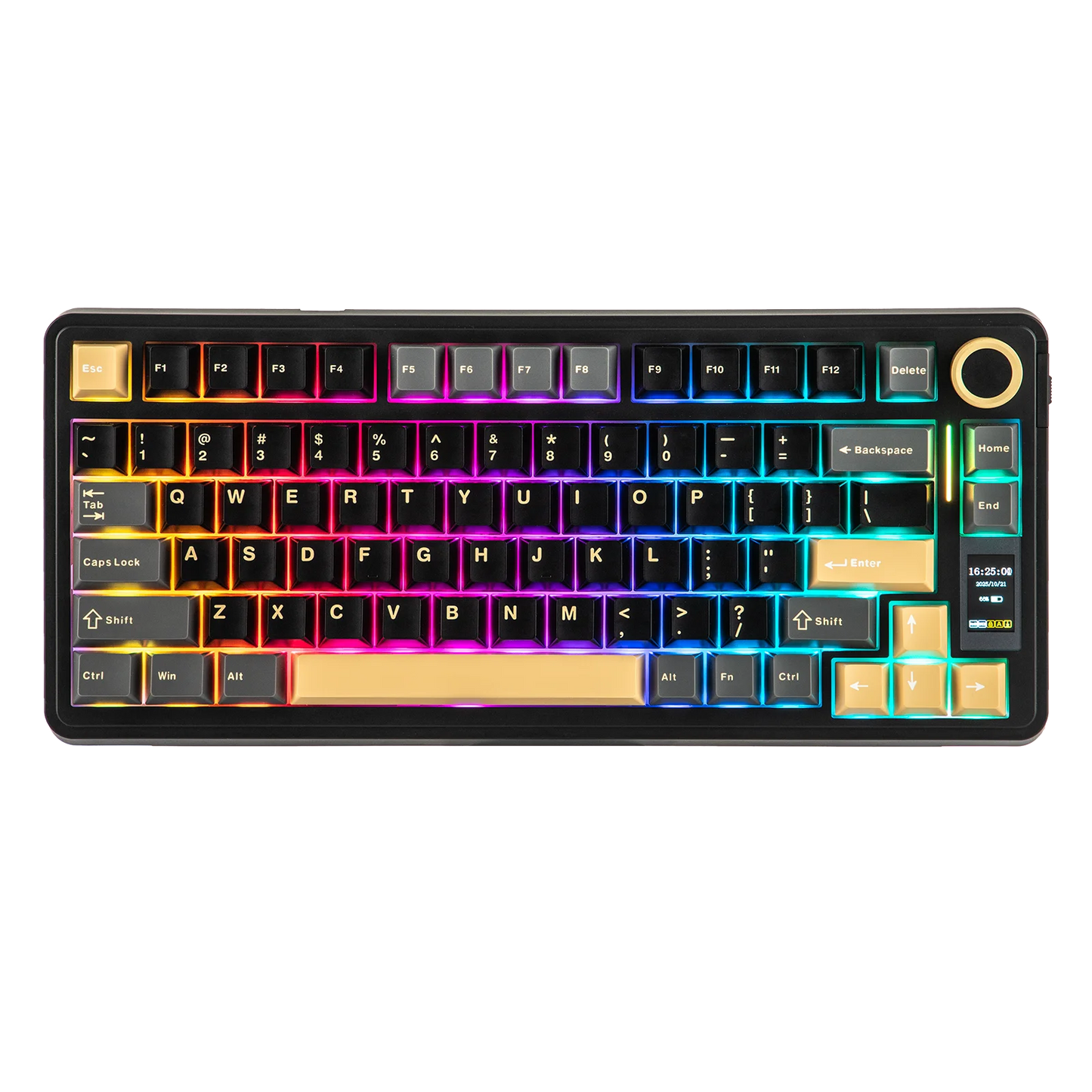 EPOMAKER X AULA EA75 MAX 75% ANSI-US-Layout Hot-Swap-Gasket kabelgebundene/BT/2.4GHz kabellose mechanische Tastatur mit Display & Drehregler