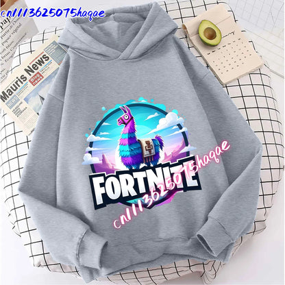 Nowa bluza dziecięca z kapturem Fortnites z nadrukiem postaci z gry, styl kreskówkowy, jesienna odzież casualowa, zimowa bluza dla chłopców
