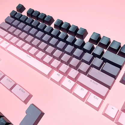 Teclas gamer RGB con retroiluminación degradada para teclado mecánico con interruptores MX, perfil OEM, PBT, blanco y azul, distribución ISO, teclas DIY