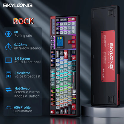 Teclado Mecânico Sem Fios SKYLOONG GK104 Pro 100% Personalizado com Switch Hot-Swap de Baixo Ruído para PC Gaming e Acessórios de Escritório