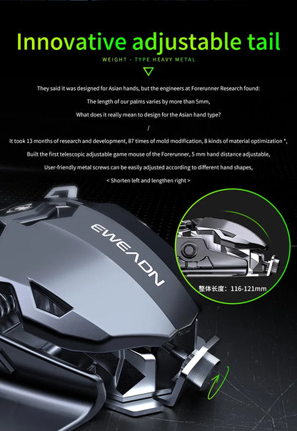 Mechanical Metal Gaming Mouse Wired Ergonomic RGB Backlit Game Mouse 12800 DPI Optical USB Mouse Computer Mouse For Desktop PC