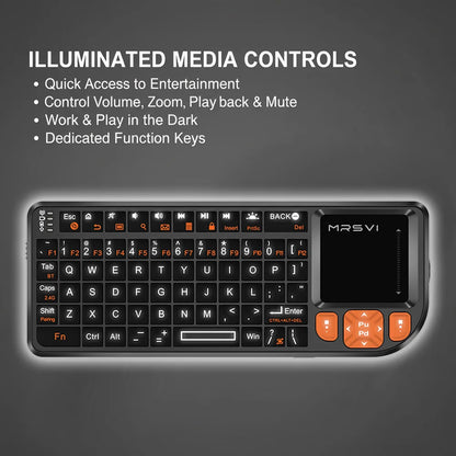 MRSVI Mini-Tastatur A8 PLUS, beleuchtete 2.4GHz- & Bluetooth5.0-Wireless-Tastatur mit Touchpad für Android TV Box, Mac, Laptop, Windows