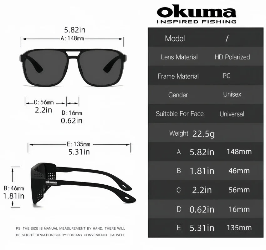 Okuma Fashion Polarized Glasses UV400 Anti Stray Light, Suitable for Cycling, Driving, Fishing, Mountaineering, Hunting, etc