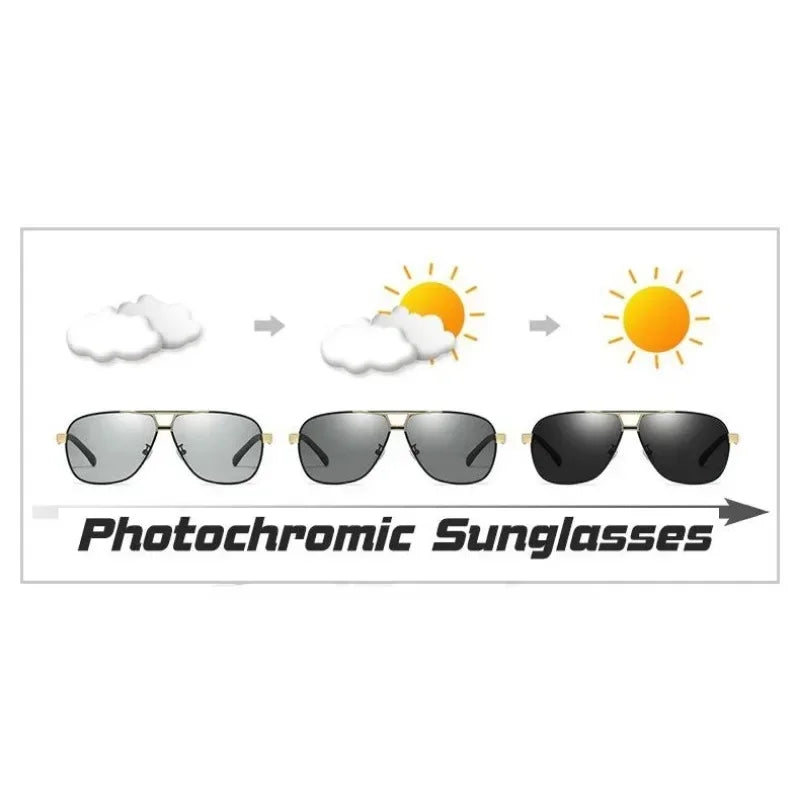 1PC Top Aluminum Magnesium Square Polarized  Photochromic Sunglasses Men Sun Glasses Safety Driving Oculos De Sol Masculino