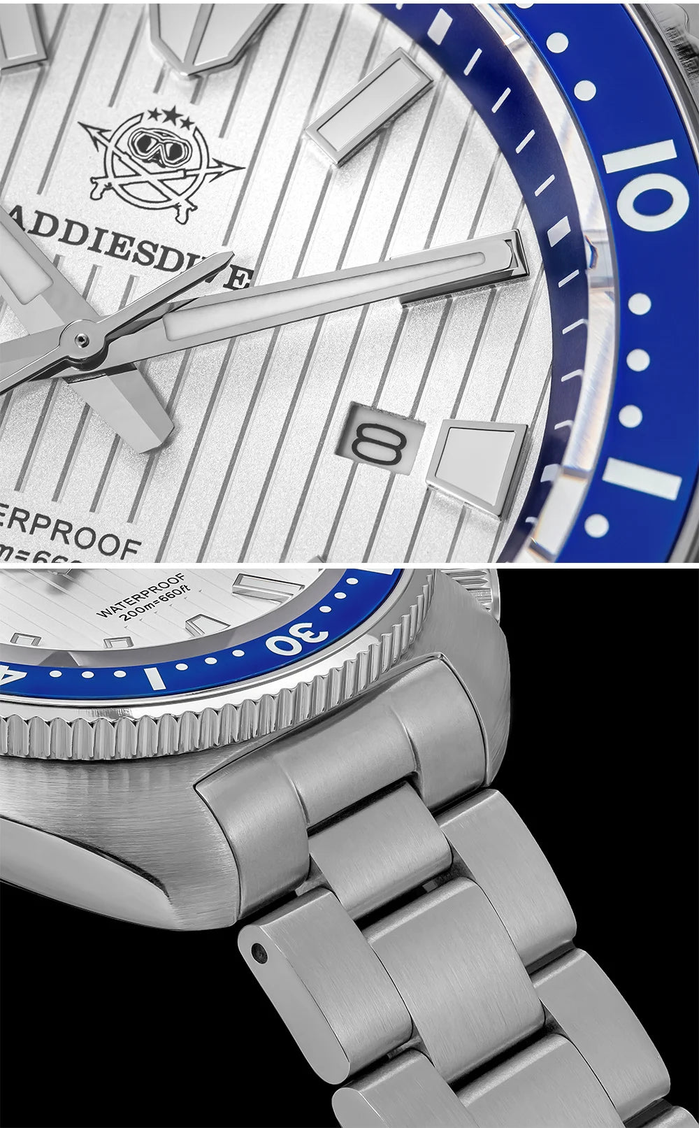 ADDIESDIVE Luxury Men's Watches Stainless Steel Sapphire Crystal Quartz Watch for Men Luminous 20Bar Waterproof NEW Wristwatches