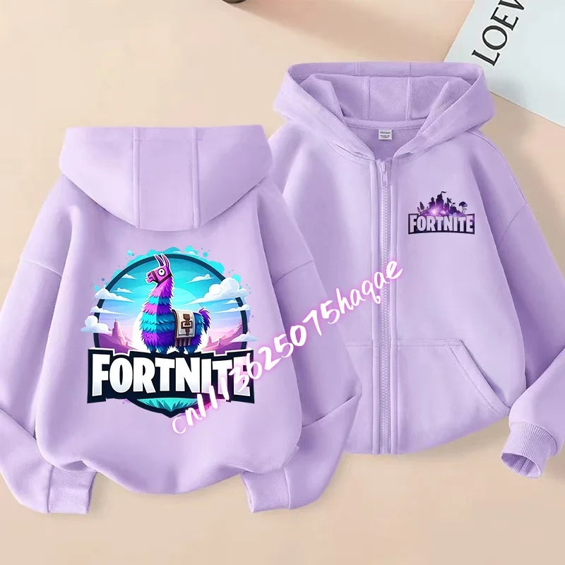 New Fortnite Child Zip-Up Hoodie Cartoon Anime Hoodies Casual Breathable Kids Boys Coat Jackets 2026 Spring Children Clothing