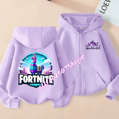 New Fortnite Child Zip-Up Hoodie Cartoon Anime Hoodies Casual Breathable Kids Boys Coat Jackets 2026 Spring Children Clothing