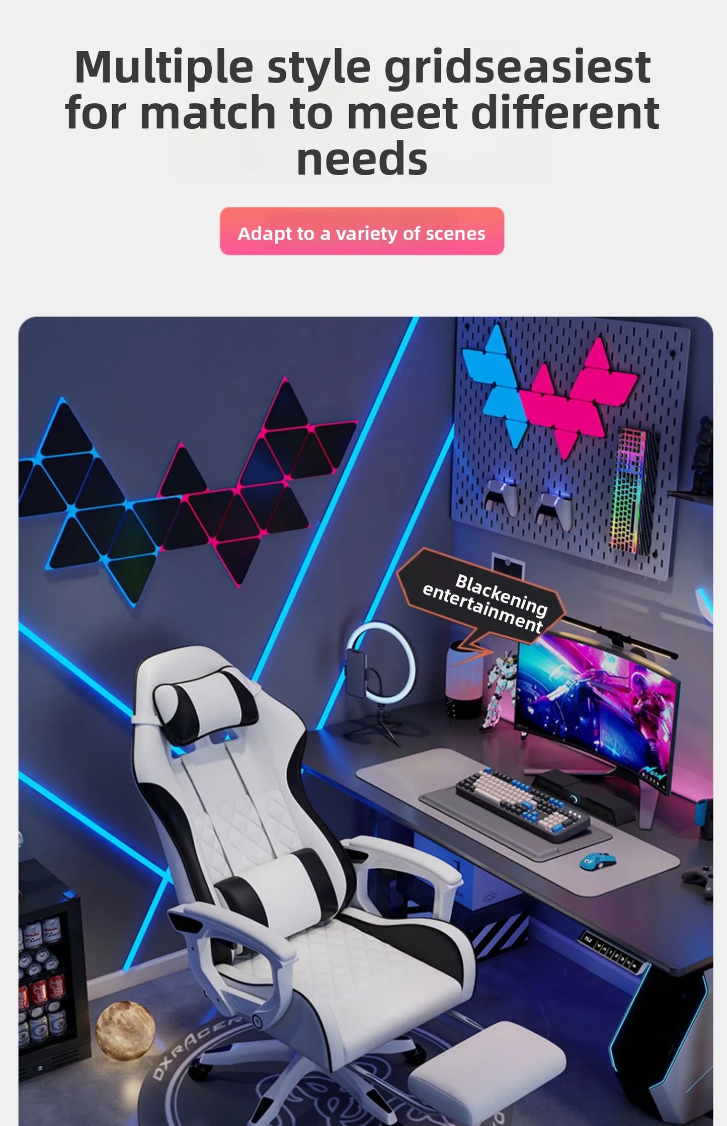 Pánské e-sportovní křeslo pohodlné pro dlouhé sezení, počítačové křeslo s polohováním pro odpočinek, opěradlo