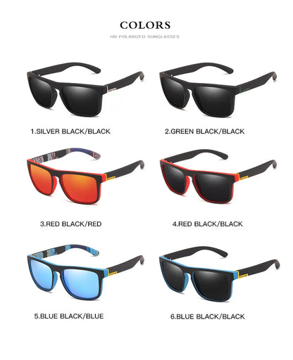 Black Polarized Square Sunglasses Men Women Fashion Classic Driving Shades for Outdoor Sports Cycling Travel Fishing Eyewears