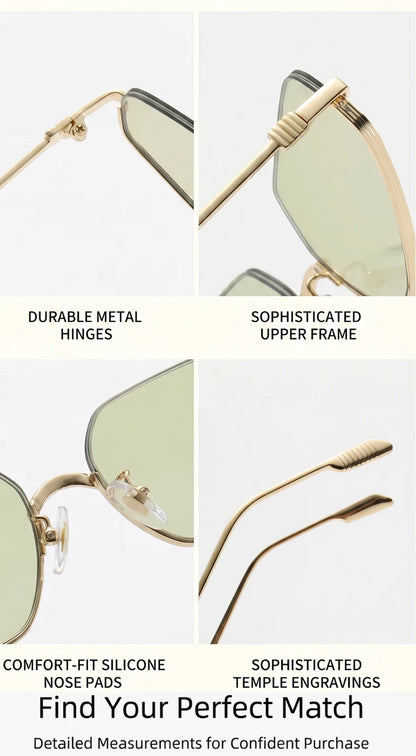 Vintage Semi-Rimless Polygon Punk Sunglasses Women 2026 Luxury Brand Cat Eye Metal Small Frame Sun Glasses Ladies Classic Shades