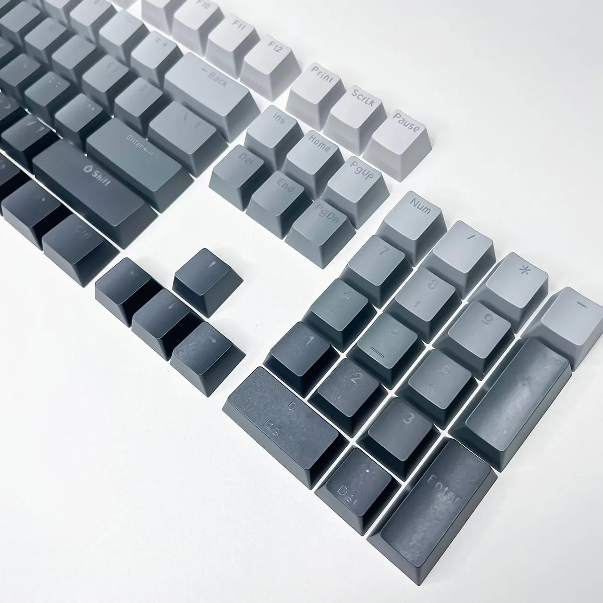 Teclas gamer RGB con retroiluminación degradada para teclado mecánico con interruptores MX, perfil OEM, PBT, blanco y azul, distribución ISO, teclas DIY