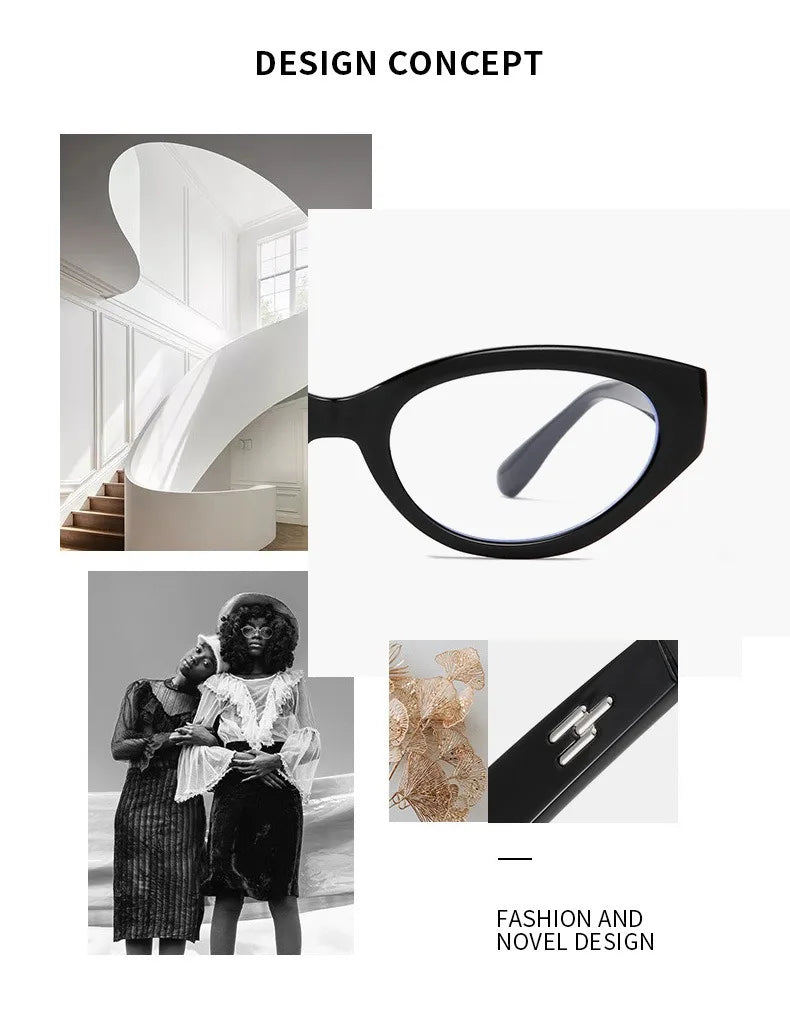 EYORA Vintage Cat Eye Reading Glasses Women Anti Blue Ray Myopia Eyewear Photochromic Progressive Prescription Optical Glasses