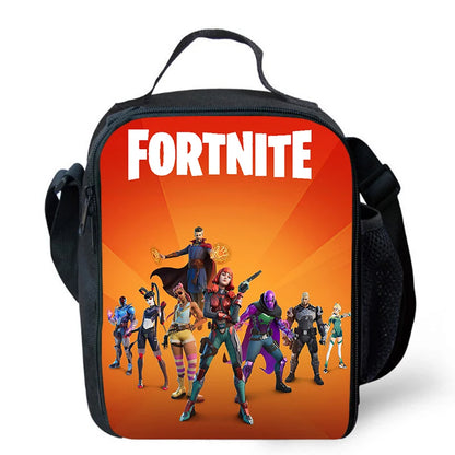 Fortnite-Cartoon-Lunchbag, tragbare isolierte Lunchbag, wiederverwendbare Tasche zur Aufbewahrung von Lebensmitteln, geeignet für Kinder und Schüler.