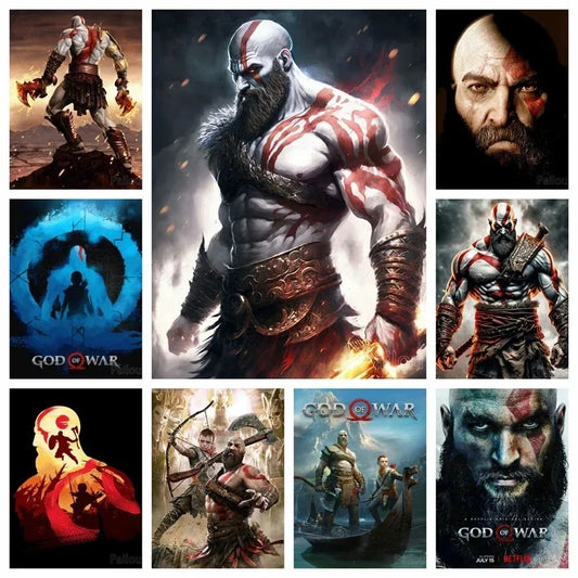 God Of War Ragnarok 5D DIY Diamond Painting Kit Greek Mythology Kratos Art Mosaic Cross Stitch Handcraft Home Room Decor Gift