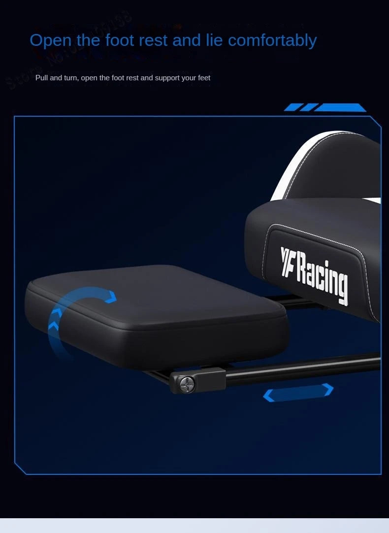 Ergonomic Gaming Chair with Latex Seat Cushion, Adjustable Backrest, Dual Headrest, 4D Pneumatic Lift, Office Computer Chair