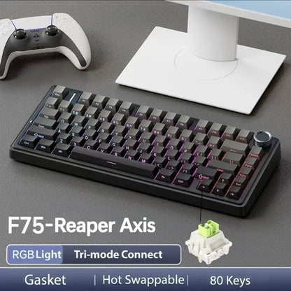F75 Mechanische Tastatur FREEWOLF * AULA F75 Bluetooth-Tastatur mit drei Verbindungsmodi, speziell für Gaming und Büro entwickelt