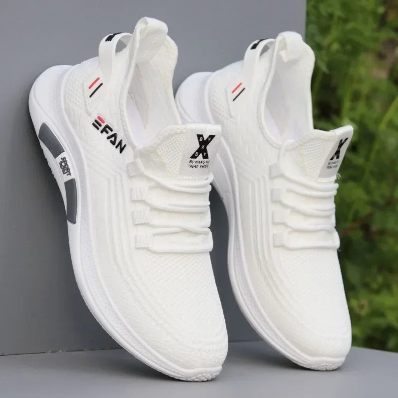 Chaussures d'été en maille respirante pour hommes, chaussures de papa, chaussures de sport et de loisirs pour hommes, chaussures blanches tissées antidérapantes et Anti-odeur pour hommes