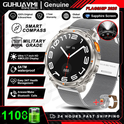 New T-REX3 Ultra 1100mAh Battery SmartWatch 10ATM Waterproof GPS Compass Flashlight 1.7" AMOLED HD Call Sports Smart Watch Men