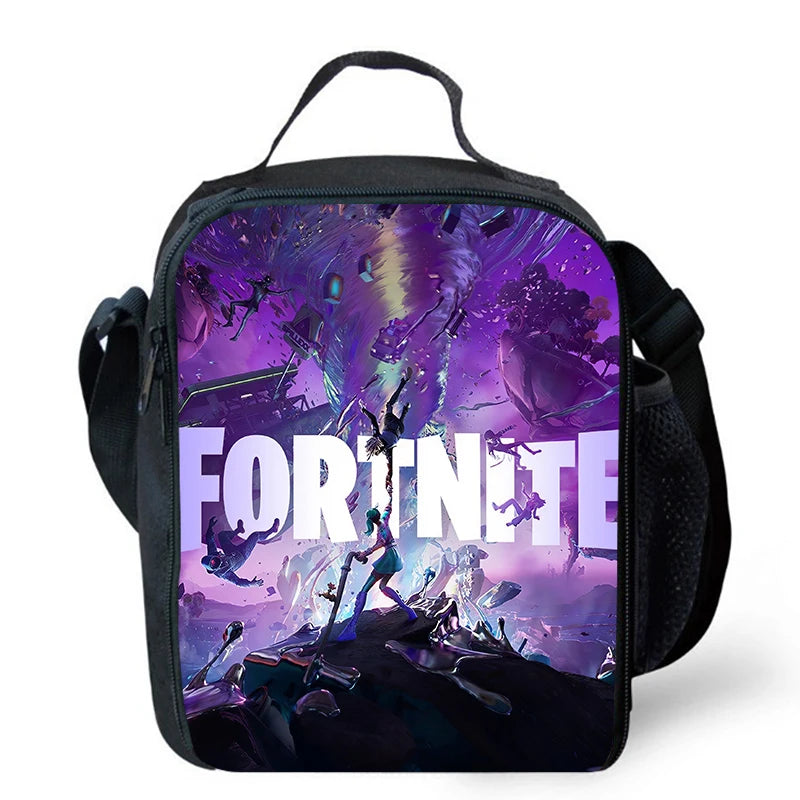 Cute Cartoon Lunch Bag Insulated Thermal Food Container Leakproof Reusable Fortnite Lunch Cooler Bag for Kids Students