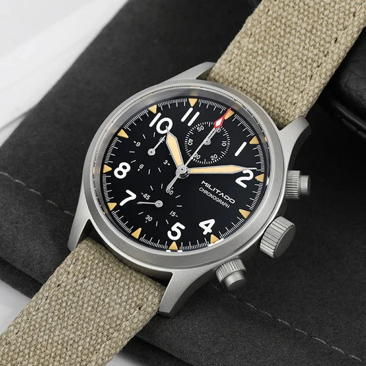 Militado VK61 VK67 Quartz Chronograph Watch 39mm 316L Stainless Steel Case 3 Dial Waterproof 100M Multifunction Military Watch