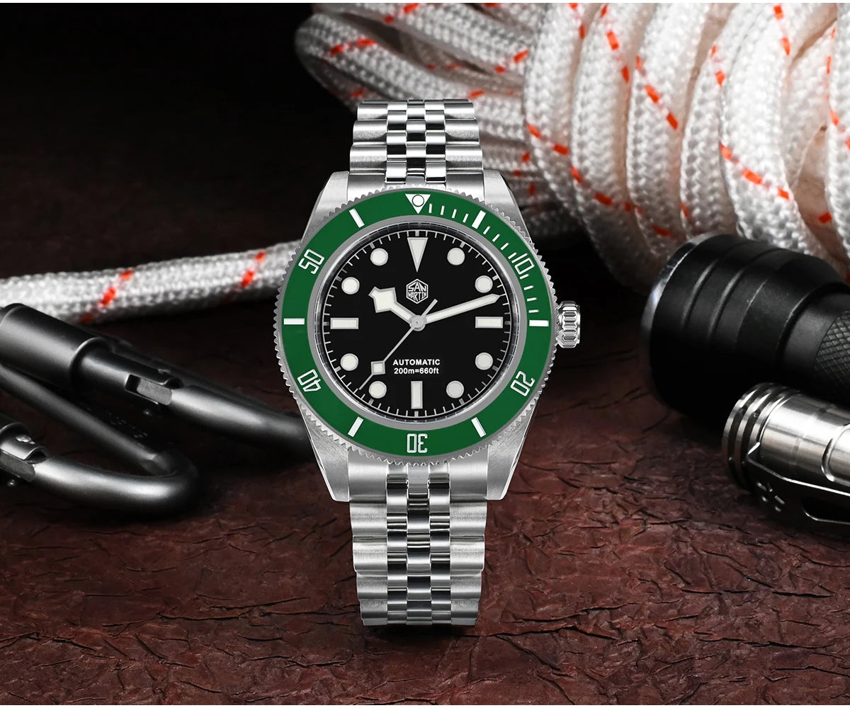 San Martin New 40mm BB Diver Watch Top Brand Classic Mens Watches NH35 Automatic Mechanical Sapphire Waterproof Reloj SN0128