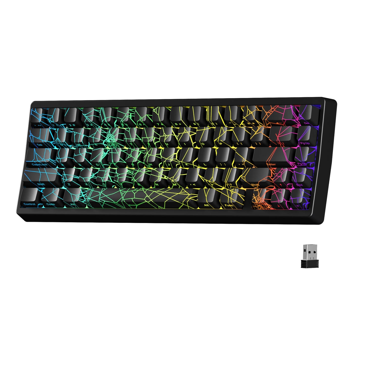Tastiera XVX Spider Web M67 JadeStone con keycap IMD-Tech, connessione tri-mode, retroilluminazione RGB personalizzata, formato 60%