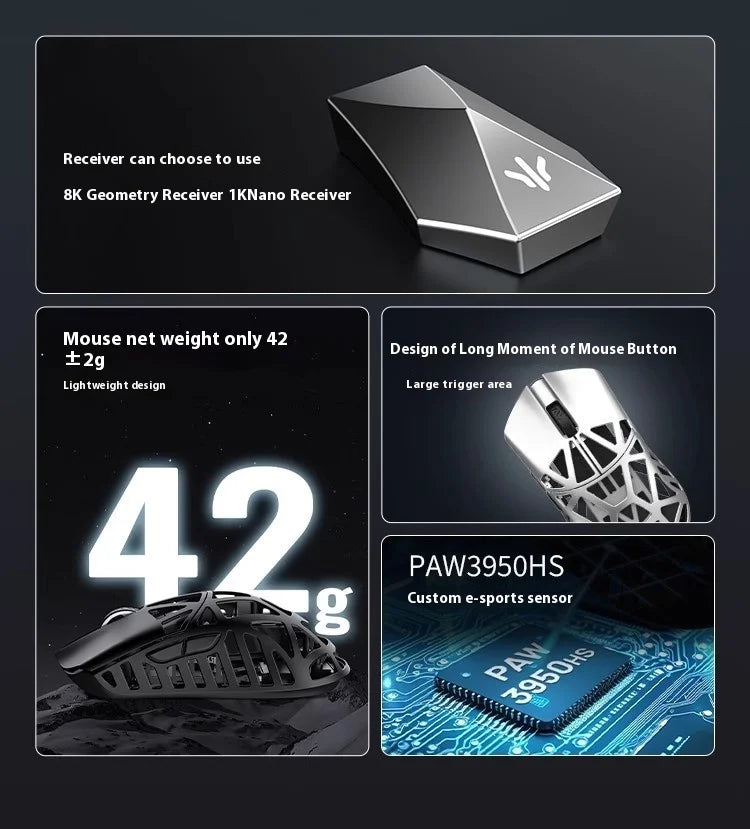 WLmouse Beast X Max Wireless Mouse PAW3950HS Sensor Magnesium Alloy 8K FPS Gaming Mouse Lightweight Gaming Accessories Customize