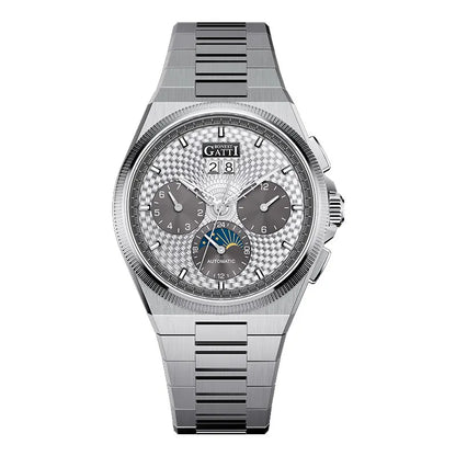 BONEST GATTI 2026 New Men's Automatic Watch 316L Stainless Steel Luminous Date Week Month 24H Display Business Mechanical watch