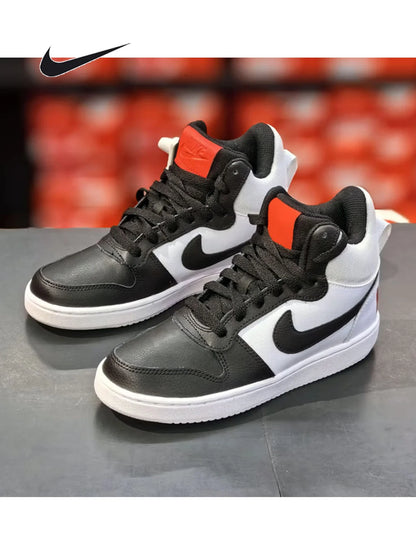 NIKE Unisex White High-Top Court Borough Mid Sneakers for Fall Winter Training & Casual Wear (844906-100)