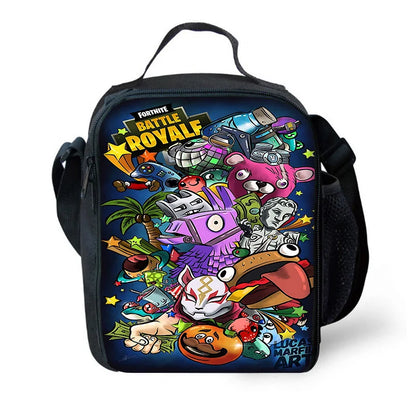 Saco térmico infantil F-FortniteS de grande capacidade para menino e menina, estudante, piquenique ao ar livre, lancheira térmica reutilizável de jogo popular