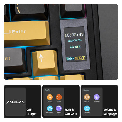 EPOMAKER X AULA EA75 MAX 75% ANSI-US-Layout Hot-Swap-Gasket kabelgebundene/BT/2.4GHz kabellose mechanische Tastatur mit Display & Drehregler