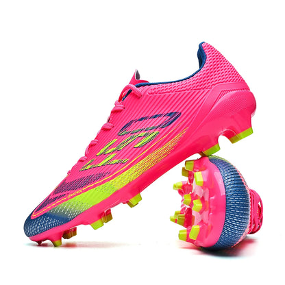 Chaussures de football respirantes pour hommes, chaussures de sport antidérapantes à longues crampons FG/AG pour l'extérieur et l'intérieur, un incontournable pour les fans