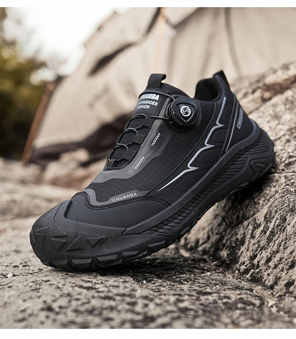 Rotary Buckle Men's Trekking Sneakers Outdoor Platform Hiking Shoes Men Sports Shoes Comfortable Non-slip Climbing Walking Shoes