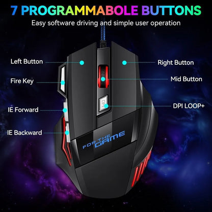1 db új Hyperspeed USB gamer egér RGB háttérvilágítással, ergonomikus gamer egér, 7D e-sport vezetékes egér laptophoz és gamer PC-hez