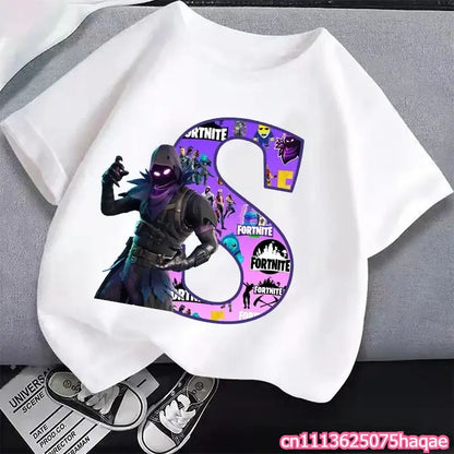 New Fortnites Kids T-shirts Cartoon Letter Graphic T-shirts Boys Girls Summer Casual Sports Short Sleeve Tops Children Clothing