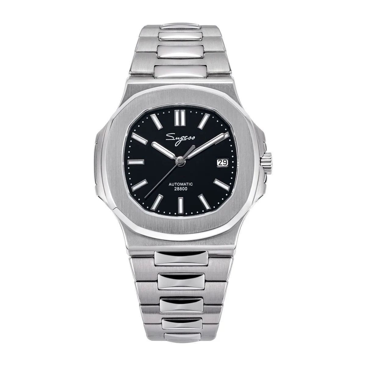 Orologio da uomo Sugess automatico meccanico da polso, movimento Miyota 9015, quadrante MOP, luminoso, impermeabile 5bar, bracciale di lusso S466