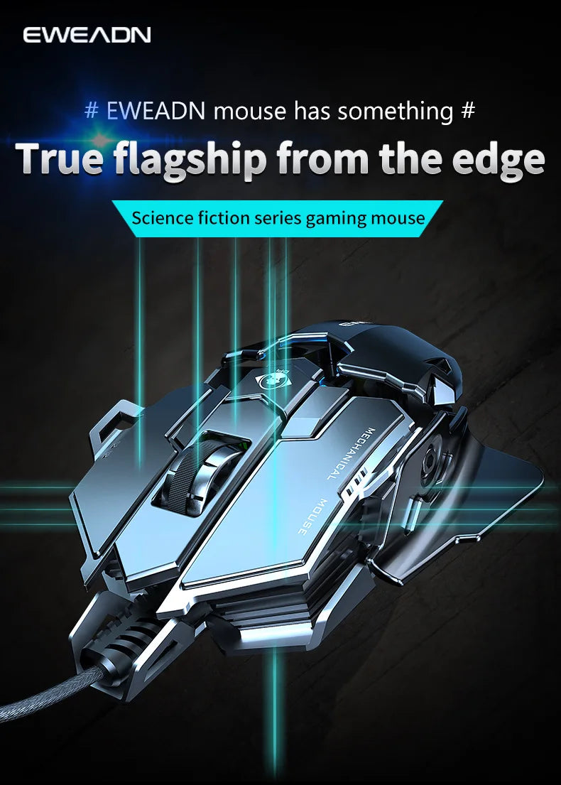 Mechanical Metal Gaming Mouse Wired Ergonomic RGB Backlit Game Mouse 12800 DPI Optical USB Mouse Computer Mouse For Desktop PC
