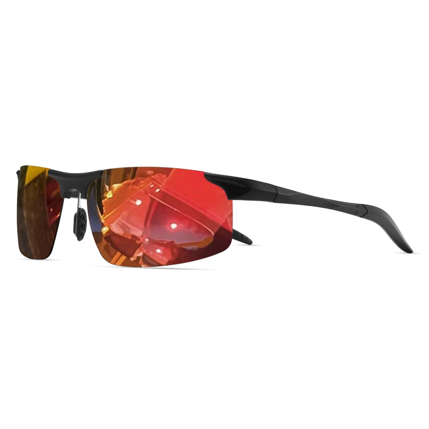 Classic Retro Semi-Rimless Square Polarized Sunglasses - Lightweight PC Frame & Spring Hinges, UV400 Unisex for Driving, Fishing