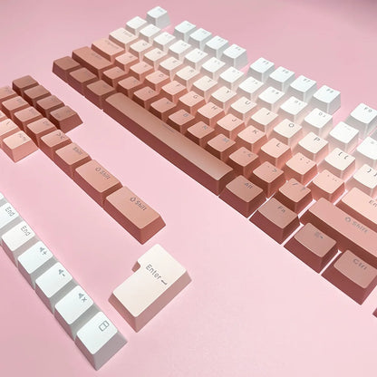 Teclas gamer RGB con retroiluminación degradada para teclado mecánico con interruptores MX, perfil OEM, PBT, blanco y azul, distribución ISO, teclas DIY