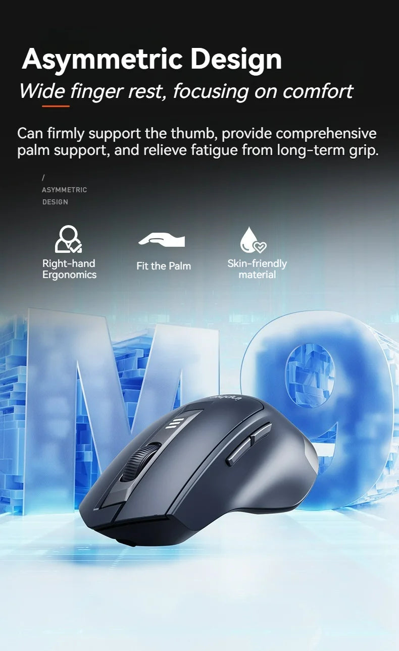 Inphic M9 Wireless Mouse 2.4G USB Receiver Rechargeable Type-C Mute Button Power Visualization Ergonomic Office Universal Mouse