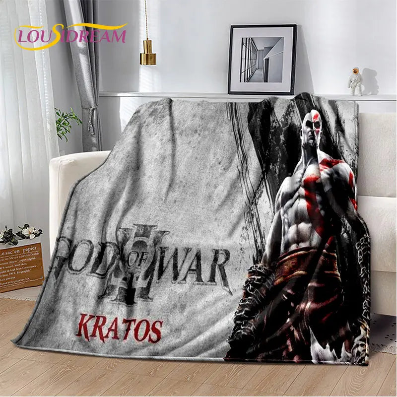 God of War Game Gamers Kratos Soft Plush Blanket,Flannel Blanket Throw Blanket for Living Room Bedroom Bed Sofa Picnic Cover Kid