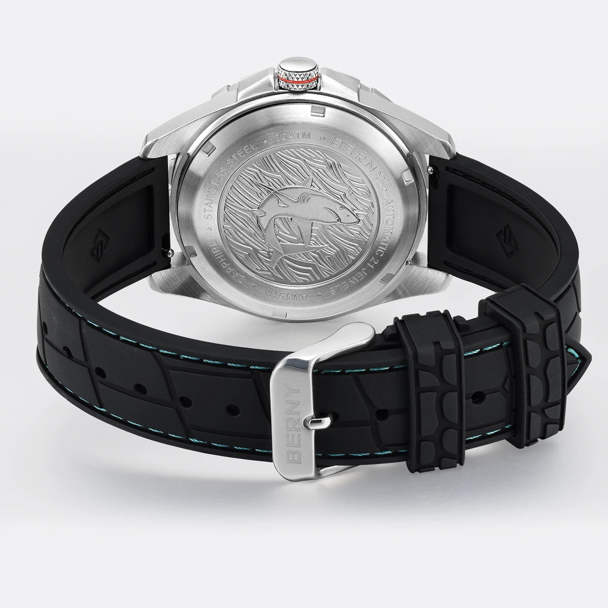 BERNY Men's Automatic Diver Watch Supper Luminous Sapphire AR Coated MIYOTA 8215 316LStainless Steel Single Crown Diving Watches