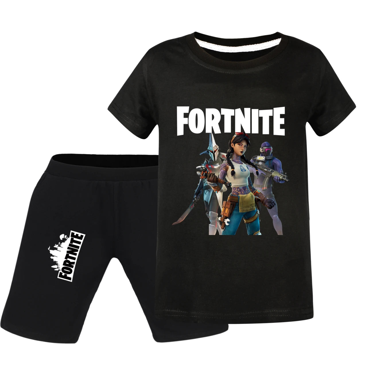 Fortnite Summer Kids Cartoon T-shirts Shorts Two-piece Set Baby Boys Tracksuit Girls Outfits505