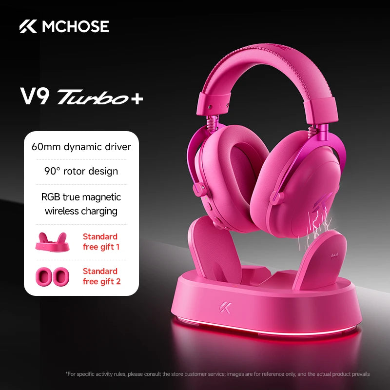 MCHOSE V9 Turbo + Wireless Gaming Headset 60mm 7.1 Surround Sound Professional Esports Headphones With RGB Charging Base
