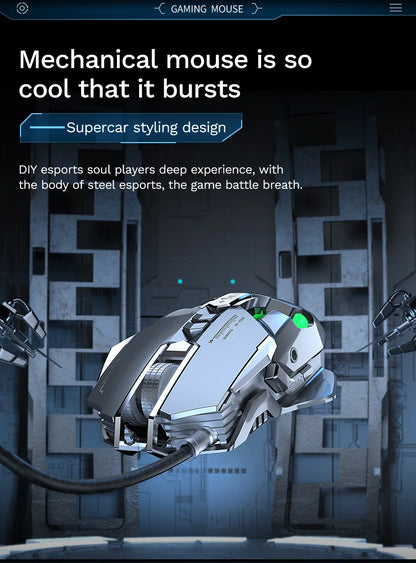 RGB 6400 DPI Magnetic Suction DIY Counterweight Wired Mechanical Mouse for Esports Gaming PC